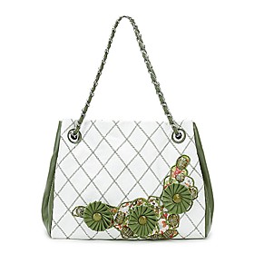 TS Floral Embroidered Chain Tote Bag (More Colors)(34cm 26cm 12cm)