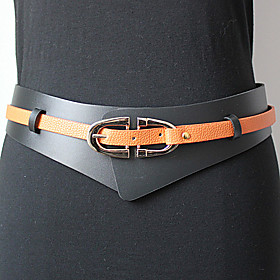 Style: Color-block, Modern Fabric: PU / Leather Color: Nude, Blue, Red, Green, Orange Size: F ACCESSORIES: Belt BELT SILHOUETTE: Wide Belt TS Color Block Layered Wide Belt