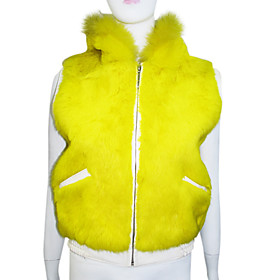 High Quality Rex Rabbit Fur Hooded Vest With Zipper High Quality Rex Rabbit Fur Hooded Vest With Zipper