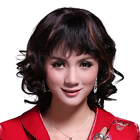 Capless Medium Long 100% Human Hair Wig