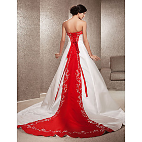 A-line Strapless Chapel Train Wedding Dress