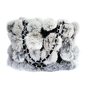 Fashion Shoulder Bag/Tote In Genuine Rabbit Fur (More Colors)