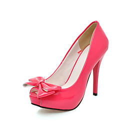 Patent Leather High Heel Peep Toe Pumps With Bow (More Colors)