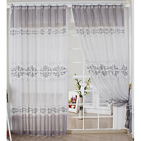 Grey Print Casual Sheer Curtains (Pair) Grey Print Casual Sheer Curtains (Pair)