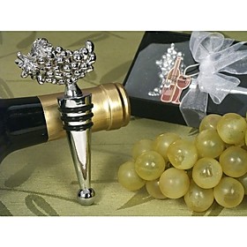 Category: Bottle Stoppers Themes: Garden Theme Seasons: Summer Wedding Favors Materials: Chrome Color: Silver Approximate Size: 4 3/4 quot; x 1 1/4 quot; x 1 3/4 quot; (12x3x4cm) Net Weight (Kg): 0.08 Shipping Weight (Kg): 0.1 Packing: Gift Box Tips: Gift box with a organza ribbon and quot;Coordinated For You quot; tag. Silver Grapes Wine Stopper