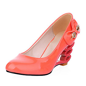 Patent Leather Cutout Wedge Heel Pumps (More Colors)