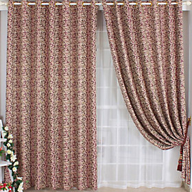 Jacquard Windproof Casual Red Window Curtains (Pair)
