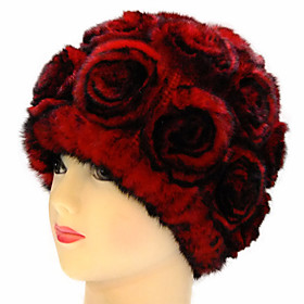 Rabbit Fur Adjustable Rose Hat Rabbit Fur Adjustable Rose Hat