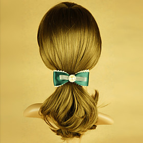 TS Handmade Dark Green Lace and Pearl Spring Hair Clip
