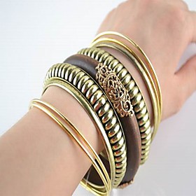Tribal Gold Wooden Alloy Mix Bangles Tribal Gold Wooden Alloy Mix Bangles