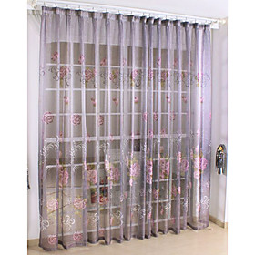 Purple Casual Print Sheer Curtains (Pair)