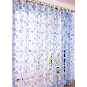 Casual Blue Print Sheer Curtains (Pair)