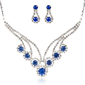 Gorgeous Rhinestones Wedding Bridal Jewelry Set, Including Necklace, Earrings