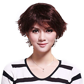 Capless Short 100% Human Hair Wavy Hair Wig