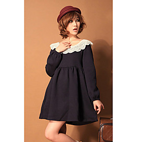 High Waist Lapel Knit Dress