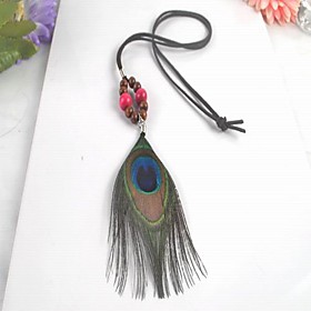 Peacock Print Feather Necklace Peacock Print Feather Necklace