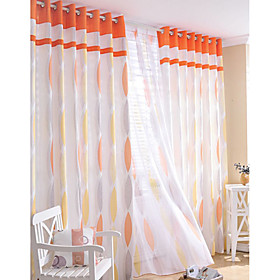 Orange Bright Casual Sheer Curtain (Pair) Orange Bright Casual Sheer Curtain (Pair)