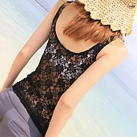 Cotton Tank Top With Lace Back (More Colors)
