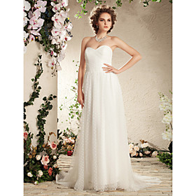 Sweetheart Neck Sweep/Brush Train Tulle Wedding Dress