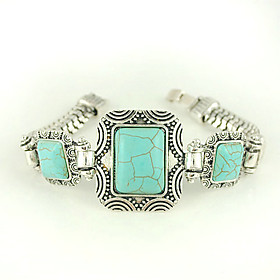 Square Turquoise And Silver Alloy Clasp Bracelet Square Turquoise And Silver Alloy Clasp Bracelet