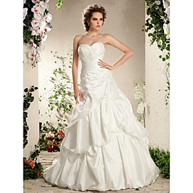 A-line Sweetheart Neck Court Train Taffeta Wedding Dress