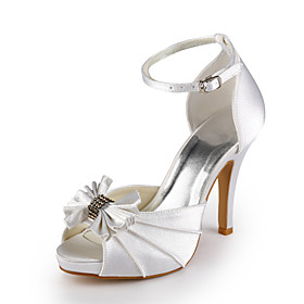 Satin Stiletto Peep Toe Wedding Shoes With Bow (More Colors)