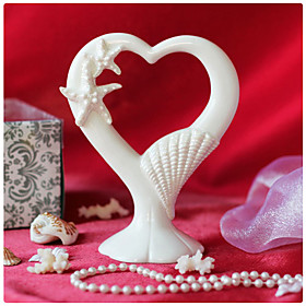 Starfish Seashells Ceramic Heart Wedding Cake Topper