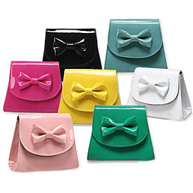 Patent Faux Leather Mini Bag With Bow And Chain Strap