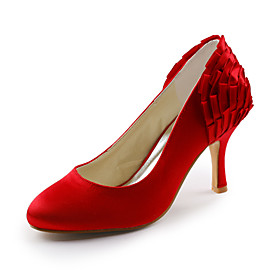 Satin Stiletto Pumps With Flower For Wedding (More Colors)