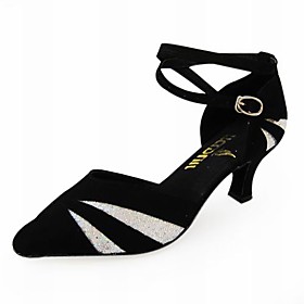 Customized Sparkling Glitter And Velvet Latin/Ballroom Dance Performance Shoes For Women (Runs Small)