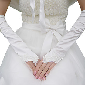 Satin Bridal Gloves With Appliqués/Ruching (More Colors)