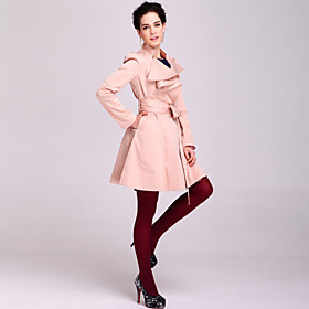 TS Ruffle Neckline Bow Flair Trench Coat
