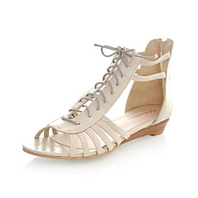 Leatherette Wedge Heel Gladiator Sandals With Zipper (More Colors)