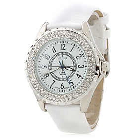 Women's Fashionable PU Analog Quartz Wrist Watch 2430 (White)