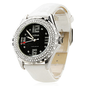 Women's Fashionable PU Analog Quartz Wrist Watch gz1218 (White)