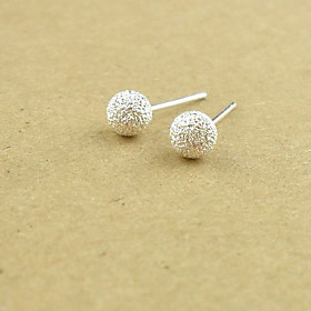 Scrub Silver Ball Shape Earrings