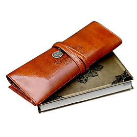 Vintage Brown Leather Pen Bag Pencil Case