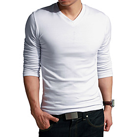 V-neck Elastic Cotton T-shirt