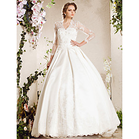 A-line Sweetheart Chapel Train Lace Satin Wedding Dress Inspired By Kate Middleton