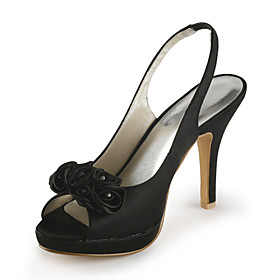 Satin Stiletto Heel Peep Toe / Platform With Satin Flower Wedding Evening Shoes (More Colors Available)