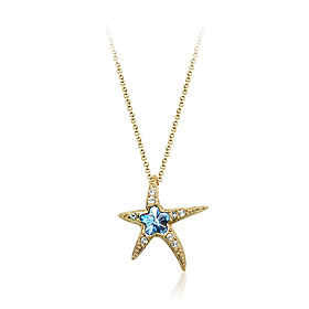Crystal Diamond Starfish Pendant Necklace