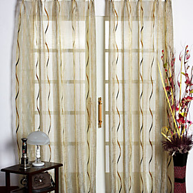 Khaki Cut Flower Sheer Curtains (Pair) Khaki Cut Flower Sheer Curtains (Pair)