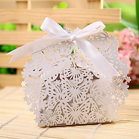 Butterfly Flower Laser Cut Favor Box - Set of 12 (More Colors)