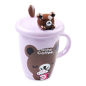 Cute Cartoon Animal Design Cup with Cover (Random Color)