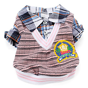 V-Neck Checked Shirt for Dogs (XS-XXL, Pink)
