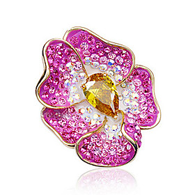 Flower Pattern Austrian Crystal Brooch
