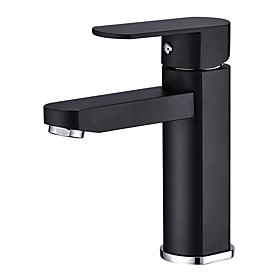 Contemporary Centerset Black Painting Round Bathroom Sink Faucet