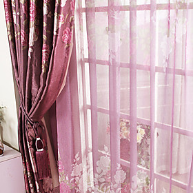 Print Purple Sheer Curtains (Pair) Print Purple Sheer Curtains (Pair)