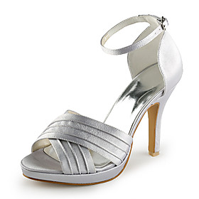 Satin Stiletto Heel Sandals / Peep Toe With Buckle Wedding / Party Evening Shoes (More Colors Available)