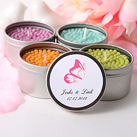 Personalized Round Tin Candle Favor - Butterfly (More Colors)